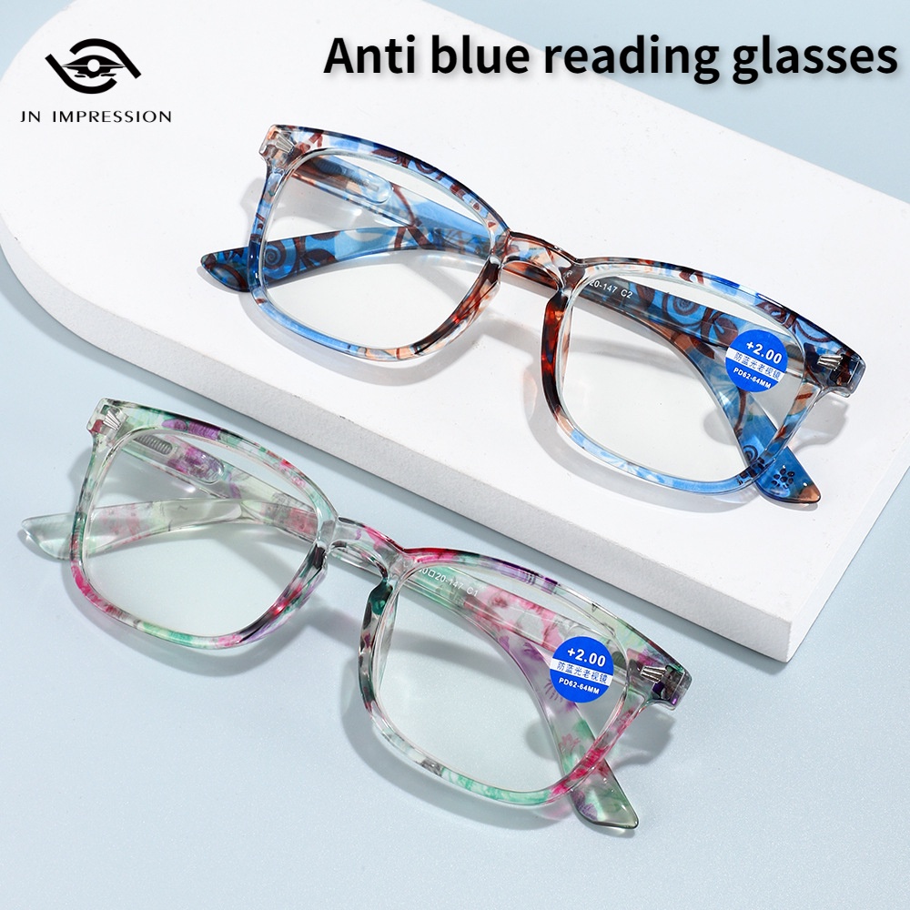 แว่นสายตายาวแฟชั่นป้องกันแสงสีฟ้า-แว่นตาอ่านหนังสือสำหรับผู้ชายและผู้หญิง-100-to-400