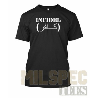 เสื้อยืดสีขาวเสื้อยืดแขนสั้น ผ้าฝ้าย 100% พิมพ์ลาย Infidel สีดํา แฟชั่นสําหรับผู้ชายS-4XL