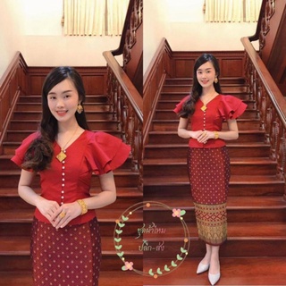เสื้อไหมลาว แขนระบาย 2 ชั้น  อัดกาวทั้งตัว มี 6 สี