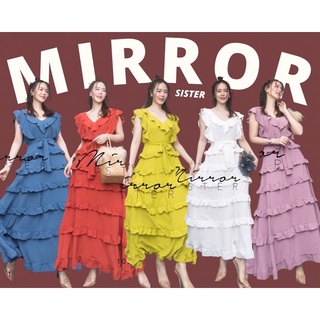 Code : 10611.1 เดรสระบาย เดรสยาวไปงานแต่ง เดรสสีส้ม งานป้าย mirrorsister