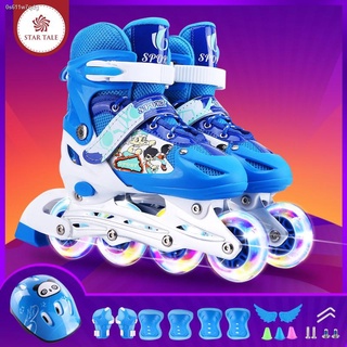 ดีลสุดฮอตice skates✎✟รองเท้าสเก็ต รองเท้าอินไลน์สเก็ต โรลเลอร์เบอดเด็ก รุ่นใหม่ล้อมีไฟ ปลอดภัย แข็งแรง ทนทาน พร้อมอุปกรณ