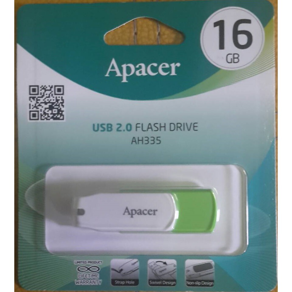 FLASH DRIVE (แฟลชไดร์ฟ) APACER 16 GB USB 2.0 [AH335] (GREEN/WHITE ...