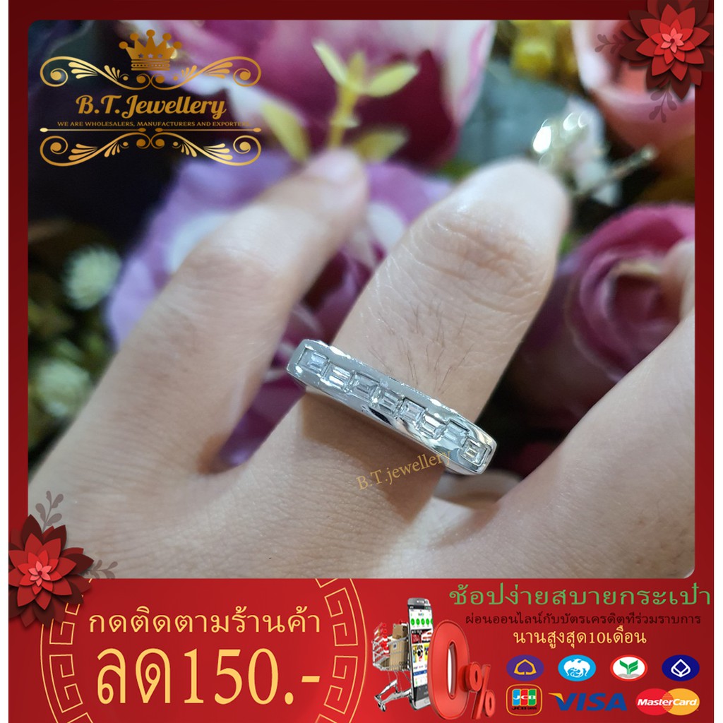 แหวนเพชรแท้-แหวนเพชร-ฝังสอด-เพชรเหลี่ยม-แหวนแถว-สไตล์-โมเดิ้ล-แหวนหมั่น-แหวนแต่งงาน-diamondrings-by-b-t-jewellery