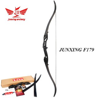 ภาพหน้าปกสินค้า[มือขวา RH] Black Adult Archery Recurve Bow American Hunting Target Fishing Take Down JUNXING F179 ธนู ที่เกี่ยวข้อง