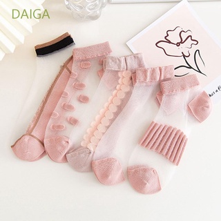 Daiga ถุงเท้าข้อสั้น ผ้าตาข่าย แบบใส ปากตื้น น่ารัก สีชมพู แฟชั่นฤดูร้อน ฤดูใบไม้ผลิ สําหรับผู้หญิง