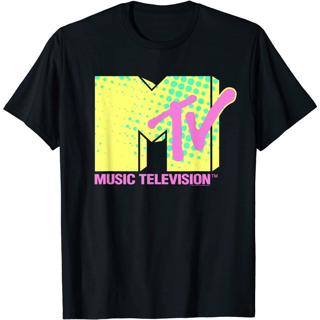 เสื้อยืด-พิมพ์ลายโลโก้-mtv-neon-สําหรับผู้ใหญ่สามารถปรับแต่งได้