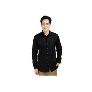 ARROW EASY CARE SHIRT -ดูแลรักษาง่าย สวมใส่สบาย- เสื้อเชิ้ตทำงานแขนยาวสีดำ ทรง SLIM FIT รหัส MACS758