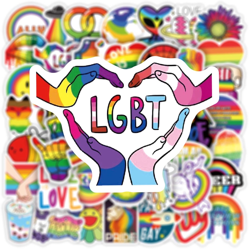 ภาพสินค้าสติกเกอร์ สติกเกอร์สายรุ้ง สติกเกอร์ลอกง่าย เรนโบว์ สายรุ้ง ลอกง่าย 50 ชิ้น Rainbow LGBT PRIDE Sticker easy to remove จากร้าน rainbowrepublic บน Shopee ภาพที่ 5