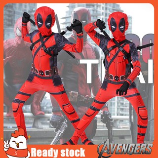ภาพหน้าปกสินค้าชุดบอดี้สูทคอสเพลย์ ซูเปอร์ฮีโร่ Deadpool พร้อมหน้ากาก และถุงมือ SpiderMan Avengers สําหรับเด็กผู้ชาย ซึ่งคุณอาจชอบราคาและรีวิวของสินค้านี้