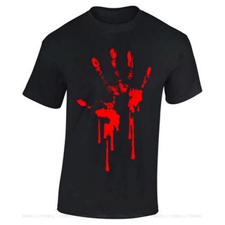 เสื้อยืดโอเวอร์ไซส์Blood เสื้อยืดลําลอง ผ้าฝ้าย 100% แขนสั้น พิมพ์ลาย Zombie Gothic Horror Splatter สําหรับผู้ชาย LHZYS-