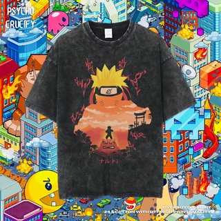 เสื้อยืดโอเวอร์ไซส์เสื้อยืด ขนาดใหญ่ พิมพ์ลาย Psycho Crucify Uzumaki Naruto | หินล้างทําความสะอาด | เสื้อยืด ขนาดใหญ่ |