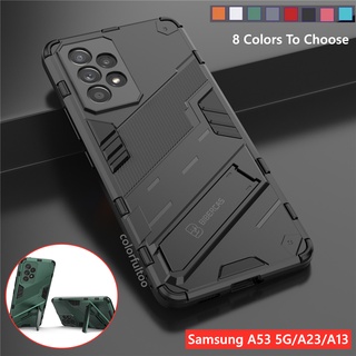 เคสโทรศัพท์มือถือแบบแข็ง กันกระแทก กันรอยกล้อง พร้อมที่ตั้งวาง แฟชั่น สําหรับ Samsung Galaxy A23 A53 A 53 A33 A73 A13 4G 5G A53