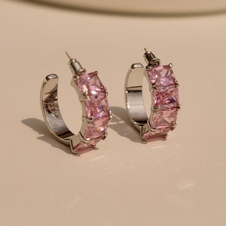 925 Silver Needle Design Crystal Stud Earrings Geometric C-shaped Earrings Frigid Style Personality Earrings Women for g