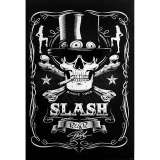 โปสเตอร์ รูปวาด กราฟฟิก นักดนตรี ร็อก Slash Guns N Roses POSTER 24"x35" Inch Guitar Players Hard Rock Heavy Metal