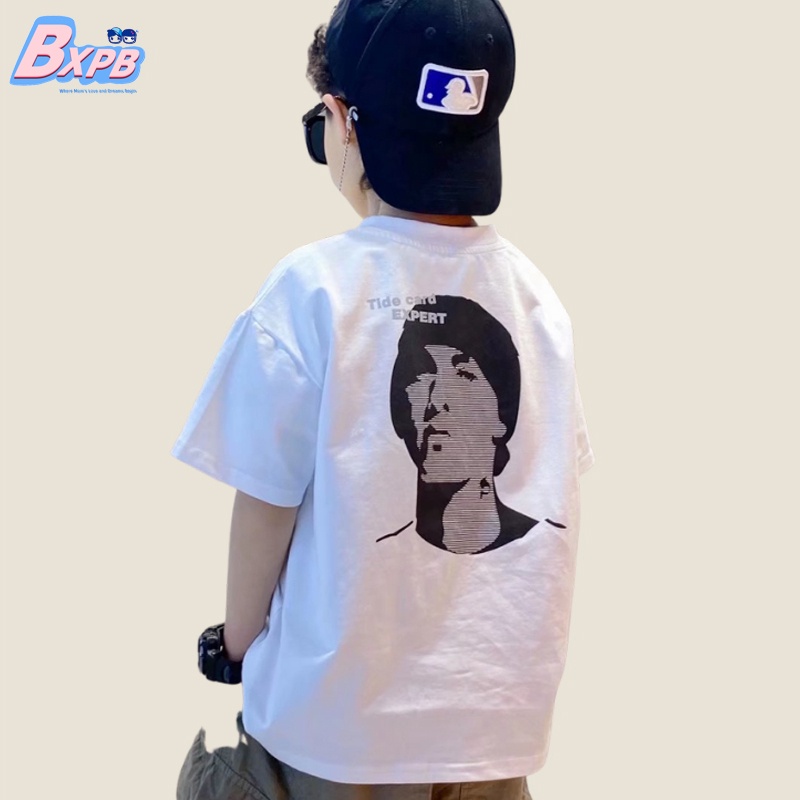 เสื้อยืดแขนสั้น-แขนห้าส่วน-พิมพ์ลาย-ทรงหลวม-แฟชั่นฤดูร้อน-สําหรับเด็กผู้ชาย-และเด็กผู้หญิง