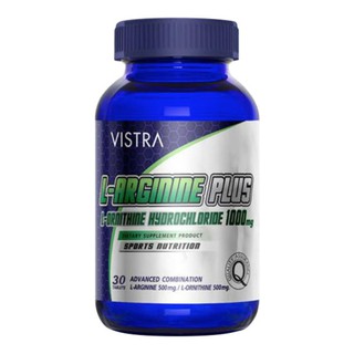 Vistra L-Arginine Plus L-Ornithine Hydrochloride 1000 mg. SportNutrition 30 เม็ด