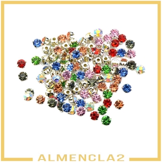 ( Almencla2 ) เพชรเทียมหลากสี 100 ชิ้นสําหรับตกแต่งเสื้อผ้า