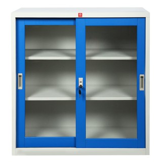 File cabinet CABINET STEEL LUCKY WORLD KSG-90-RG BLUE Office furniture Home &amp; Furniture ตู้เอกสาร ตู้เหล็กบานเลื่อนกระจก