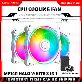 Cooler Master MF120 HALO White Edition 3in1 KIT พัดลมระบายความร้อน CPU ARGB 5V 3PIN ขนาด 12 ซม. พร้อมตัวควบคุม