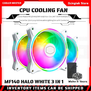 Cooler Master MF120 HALO White Edition 3in1 KIT พัดลมระบายความร้อน CPU ARGB 5V 3PIN ขนาด 12 ซม. พร้อมตัวควบคุม