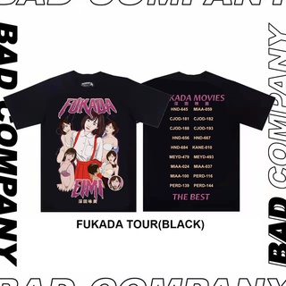 เสื้อยืดคอกลมBad girl เสื้อทัวร์ สกรีนลาย "Fukada" สตรีทแฟชั่น เสื้อยืดผู้หญิง เสื้อยืดชายแท เสื้อยืดสกรีนลาย cotton 100