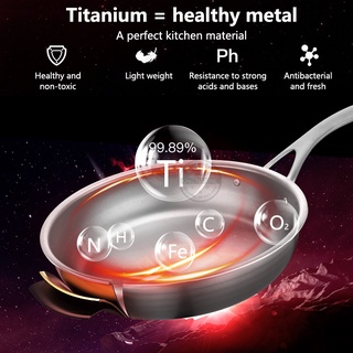 ♗▤✚Pure titanium frying pan Nonstick Fry Pan Induction Compatible Multipurpose Cookware Use  for Home Kitchen or Restaur
