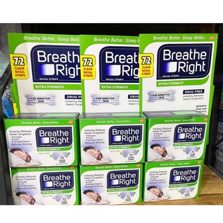 สินค้า Breathe Right Extra Clear แผ่นแปะหยุดการกรน (1กล่องมี72ชิ้น)
