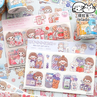 สติ๊กเกอร์ Telado 1 แพ็ค 10 กระดาษญี่ปุ่นและ PET Waterproof Cute Girly Creative Food 4 สติ๊กเกอร์ตกแต่ง