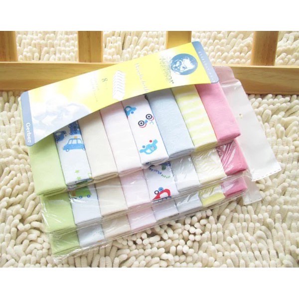 everystep-8-ชิ้น-baby-wash-cloth-face-towel-handkerchief-quick-dry-absorbent
