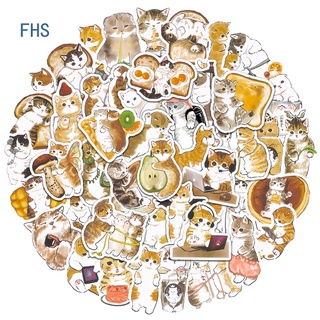 Fhs สติกเกอร์ ลายการ์ตูนแมวน่ารัก สําหรับตกแต่งสมุดภาพ กีตาร์ เครื่องเขียน DIY 50 ชิ้น ต่อชุด