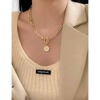 สร้อยคอแฟชั่น สร้อยคอโซ่จี้กลม เก๋ๆ Simple Chain Necklace สีทอง ส่งจากไทย