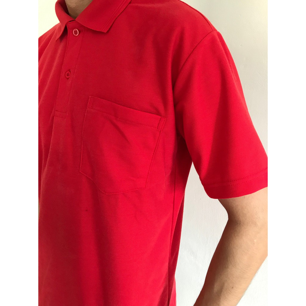 ภาพสินค้าพร้อมส่ง เสื้อโปโลสีพื้น เสื้อคอปก เสื้อโปโล-สีแดงผู้ชาย จากร้าน laohe11 บน Shopee ภาพที่ 3