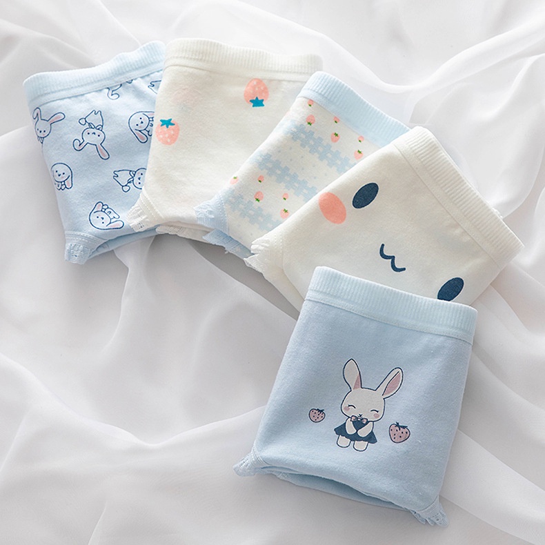 aa86-shop-กางเกงชั้นในผู้หญิง-สไตล์ญี่ปุ่นเรียบง่ายสีฟ้า-ลายกระต่ายน่ารักผ้าฝ้าย