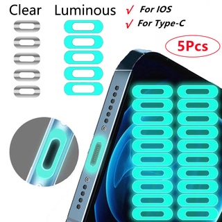 สติกเกอร์ฟิล์มเรืองแสง Type-C สําหรับติดพอร์ตชาร์จโทรศัพท์มือถือ จํานวน 5 ชิ้น