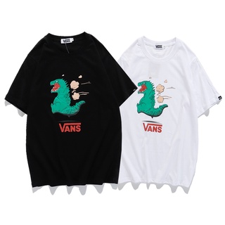 ผ้าฝ้าย 100%เสื้อยืดแขนสั้นลําลอง คอกลม พิมพ์ลายการ์ตูน vans เข้ากับทุกการแต่งกาย แฟชั่นฤดูใบไม้ผลิ และฤดูร้อน สําหรับผู