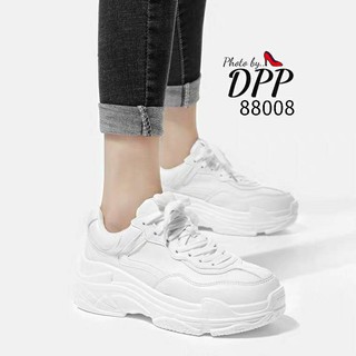 88008 รองเท้าsneakers แบบเสริมส้น งานผ้าใบ วัสดุหนังนิ่ม