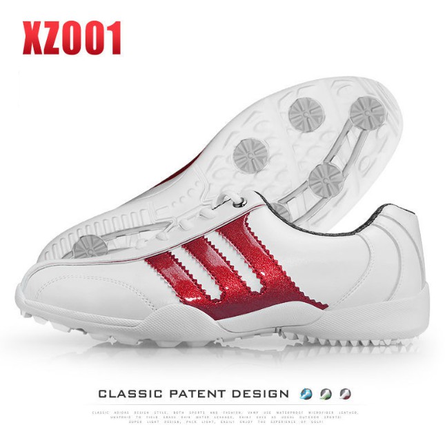 รองเท้ากอล์ฟหนัง-คุณภาพดีเยี่ยม-แบรนด์-pgm-xz001-สีขาวแถบแดง