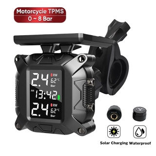Solar Motorcycle TPMS Moto Tire Pressure Monitoring System For Motorbike Motor Bike Scooter TMPS Sensor Waterproof LCD D