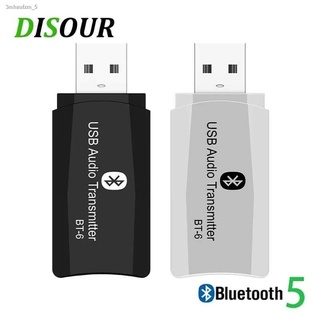 BT-6 อะแดปเตอร์ไร้สาย 5.0 ตัวรับสัญญาณบลูทูธ 3 ใน 1 USB 3.5 มม.AUX Mini Dongle สำหรับรถยนต์ลำโพง TV PC MP3