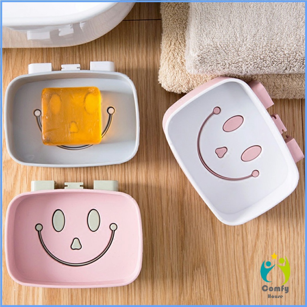 comfy-กล่องสบู่-หน้ายิ้มติดผนังได้-ไม่ต้องเจาะผนัง-smiley-soap-box