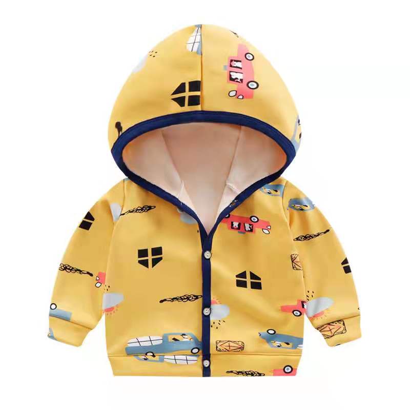 babyonline-y363-d5-แจ็คเก็ตเสื้อกันหนาวสำหรับเด็กมีฮู้ดแบบกระดุมหน้า-ผ้าสำลี-ด้านในขนนิ่มมาก