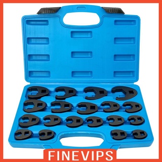 Steel 3/8in 1/2in Drive Flare Nut Crowfoot Wrench Set with Storage Box