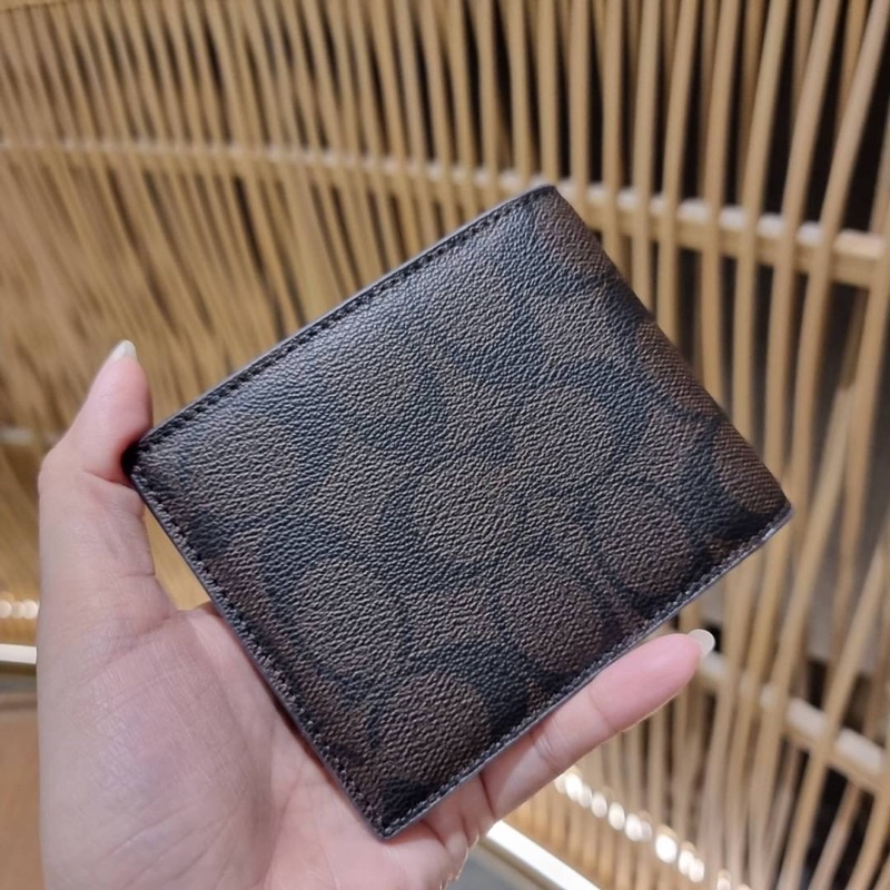 ส่งฟรี-coach-f74993-compact-id-wallet-in-signature