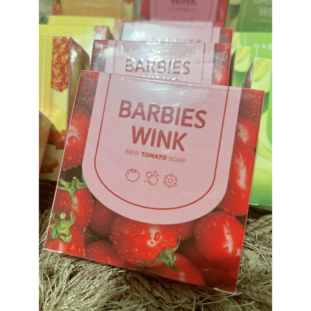 barbies-wink-สบู่ผลไม้วิตามินซีaha-สบู่ขัดตัว4สีมี4กลิ่น