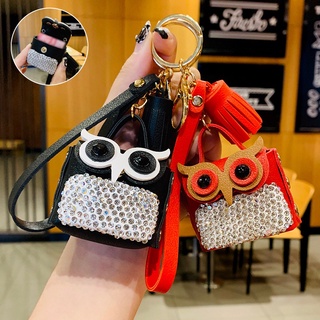 Diamond Studded Coin Wallet Car Key Chain Bag Accessories Owl