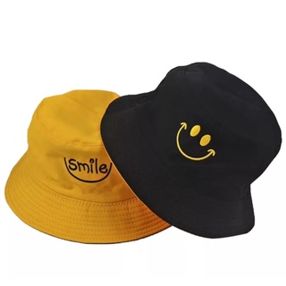 หมวกบัคเก็ต สีชมพู หน้ายิ้ม ใส่ข้างหลังได้ (IBRA SHOP) IBRA SHOP - One size, Yellow
