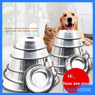 ชามอาหารสแตนเลส ชามอาหารสัตว์เลี้ยง ชามหมา ชามแมว มีขอบยางกันลื่น Stainless steel pet bowl