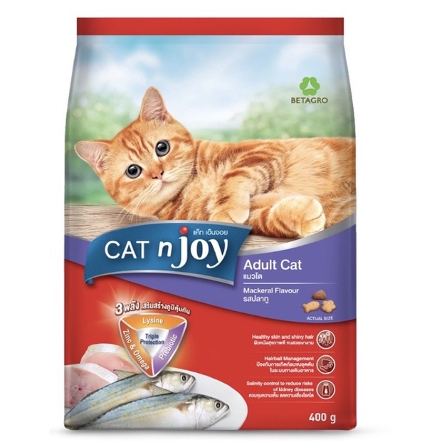 ภาพหน้าปกสินค้าอาหารแมวโต CAT n joy Tripple Protection สูตรแมวโต รสปลาทะเลรวม 400กรัม