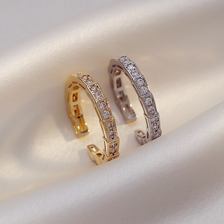 Korean design geometric diamond snake open ring temperament personality index finger ring ring for girls for women low p