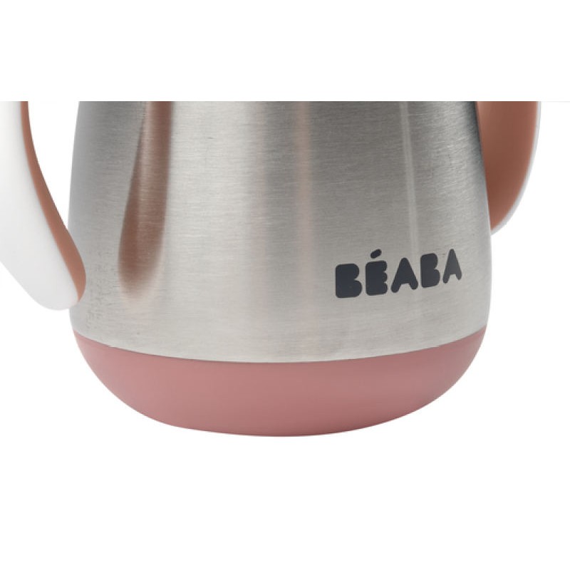 beaba-กระติกน้ำหัดดื่มสแตนเลส-stainless-steel-straw-cup-with-handles-250ml-vintage-pink